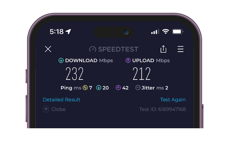 Screenshot of the Speedtest App